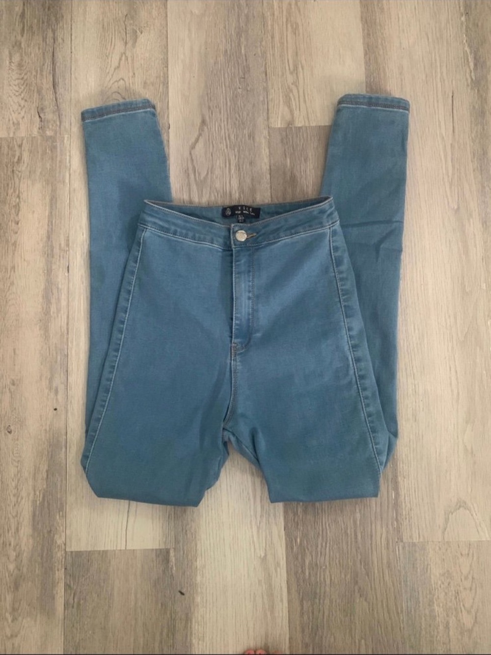 Missguided High Rise Jeans in Dusty Blue